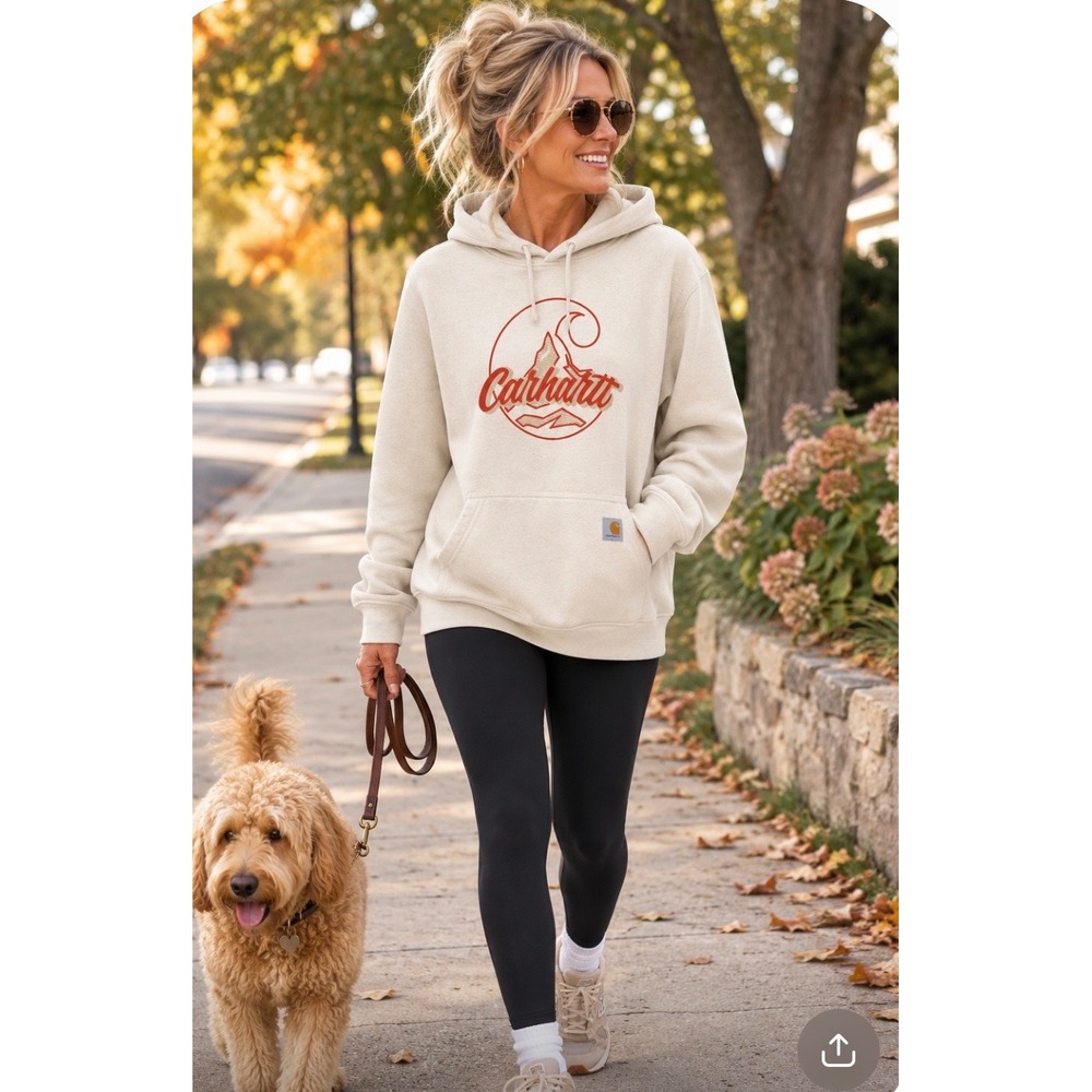 Carhartt Women Relaxed Fit Mountain Graphic Hoodie Cream XL